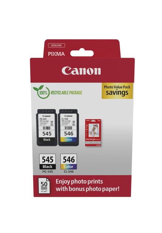 Pack De 2 Cartouches + Couleur + Papier Photo Canon Pg 545 / Cl 546 Canon - vue 8