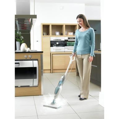 Black & Decker FSM16CD Pulitore a vapore Steam mop 1600 W Blu, Bianco