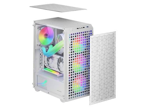 Mars Gaming MC-MAG, Caja Gaming ATX, Ventana Lateral Completa Cristal Templado, Doble Rejilla Magnética Antipolvo Frontal + Superior, 3x Ventiladores FRGB 120mm, Refrigeración Líquida 360mm, Blanco