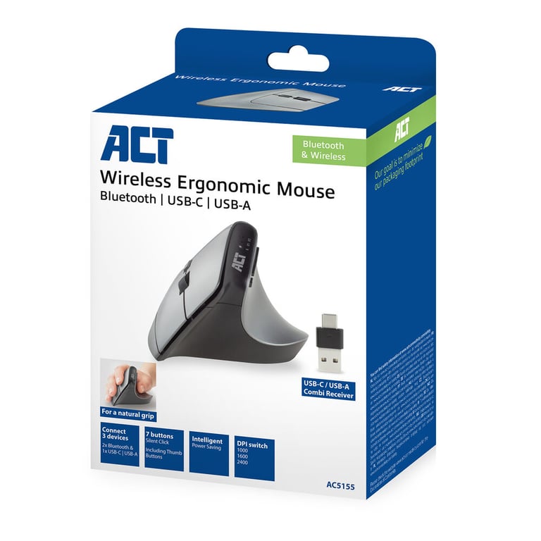 ACT AC5155 Bureau Droitier RF sans fil + Bluetooth Optique 2400 DPI Neuf - vue 3