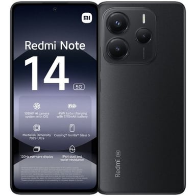 Xiaomi Redmi Note 14 5G 16,9 cm (6.67'') Ranura híbrida Dual SIM USB Tipo C 6 GB 128 GB 5110 mAh Negro