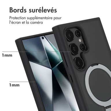 Accezz Coque Ring Stand avec MagSafe pour Samsung Galaxy S24 Ultra - Noir