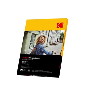 KODAK 9891266 - 25 Hojas de Papel Fotográfico 230g/m², brillante, A4 (21x29.7cm), Impresión Inkjet