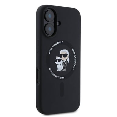 Étui Karl Lagerfeld pour iPhone 16 6.1'' noir étui rigide Silicone Karl&Choupette Ring MagSafe