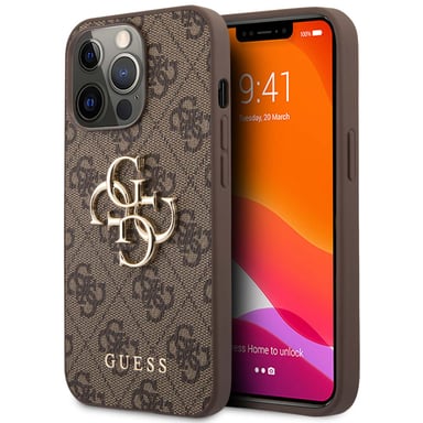 Funda trasera metálica con logotipo Guess 4G para Apple iPhone 13 Pro - Marrón