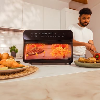 Cecotec Advance 9000 Doble 9 L Independiente 2800 W Freidora de aire caliente Negro, Acero inoxidable