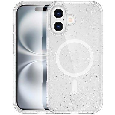 imoshion Coque Pailletée avec MagSafe pour Apple iPhone 16 - Paillettes Transparent