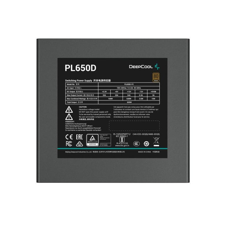 Alimentation PC non modulaire DeepCool PL650D 80 PLUS - vue 4