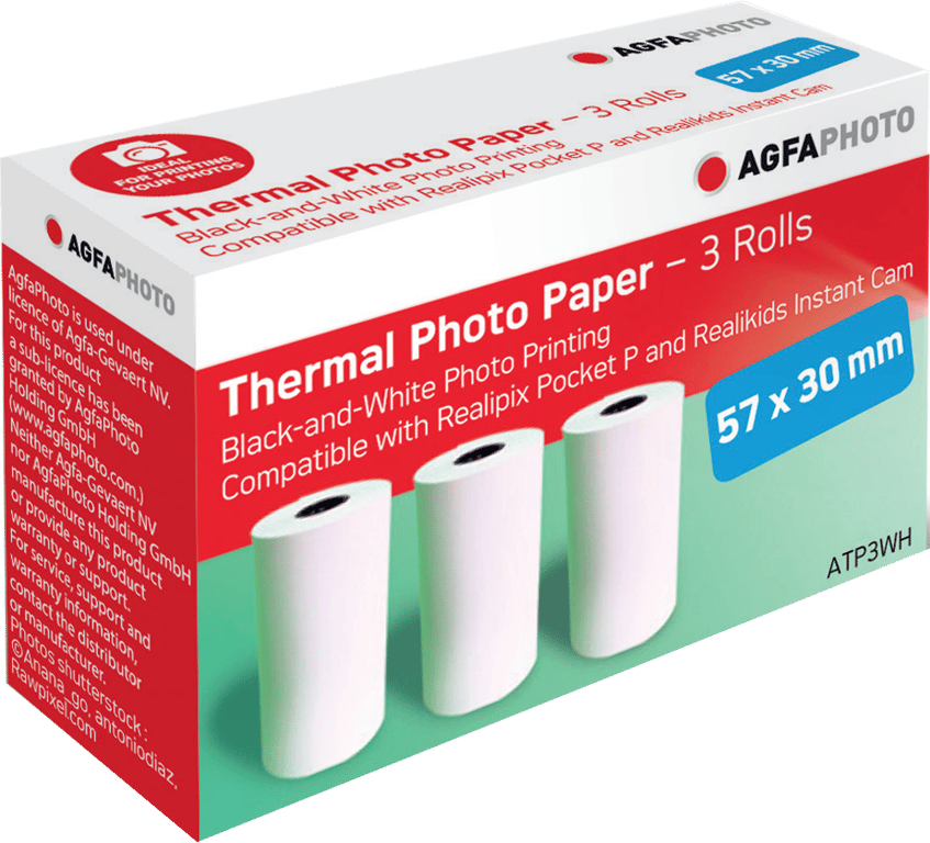 Pack 3 rouleaux papier thermique AgfaPhoto ATP3WH - vue 3
