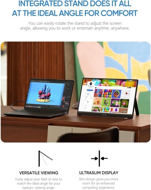 Ecran Portable ARZOPA A1,15.6 Pouces 1920×1080 FHD 60 Hz,Moniteur Portable IPS - Neuf