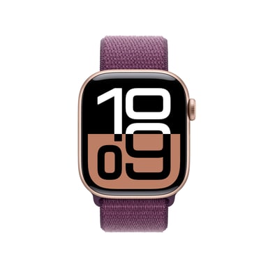 Apple Watch Series 10 (2024) GPS, Boitier Or Rose de 42mm avec bracelet Textile , Prune