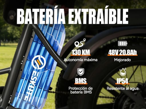 Tricycle cargo électrique ESKUTE T302 Pro, batterie 48 V 20,8 Ah, avec dossier de siège arrière et paniers avant/arrière - blanc