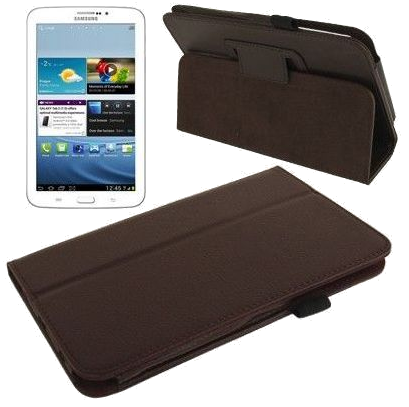 Housse Intégrale Anti Choc Rayure Poussière Cuir Marron Samsung Galaxy Tab 3 7' Faux cuir YONIS