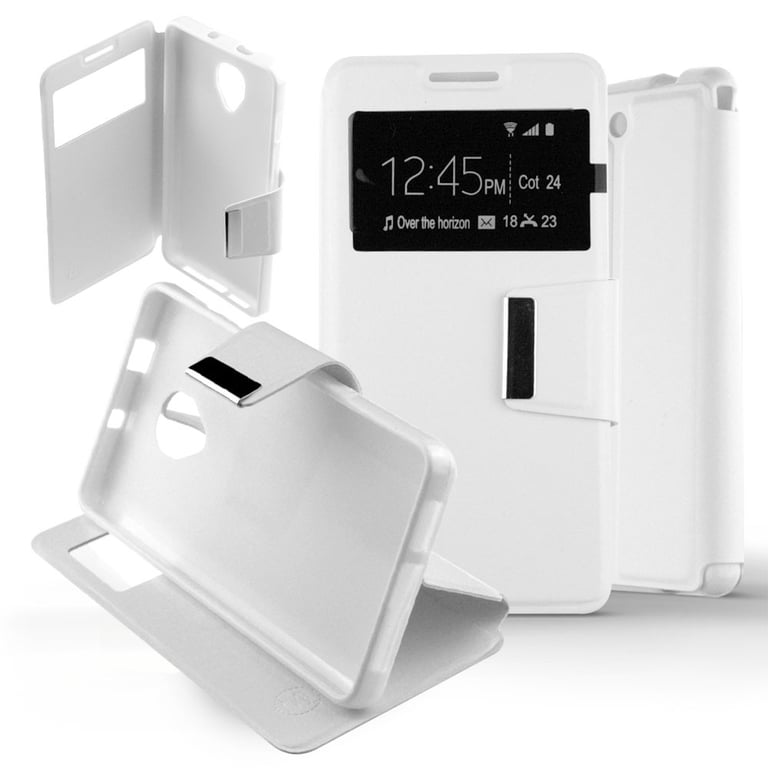 Etui Folio Blanc compatible Alcatel One Touch Pop Up - 1001 coques
