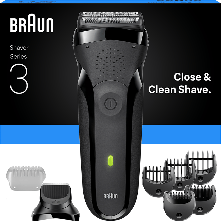 Rasoir électrique BRAUN Series 3 - Noir - Autonomie 30 minutes - Charge rapide 5 minutes - Neuf
