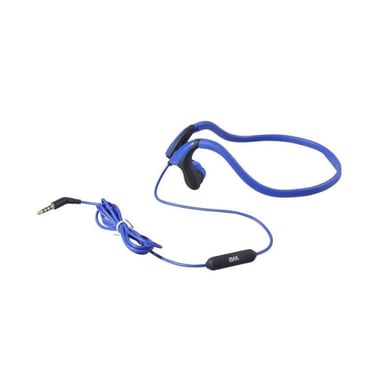 WE Écouteurs Sport Filaire avec Micro Bouton ON/OFF, ecouteur Intra-Auriculaire Légers avec microphone, Arceau Tour de Cou, Parfait pour Running Jogging Gym - Bleu