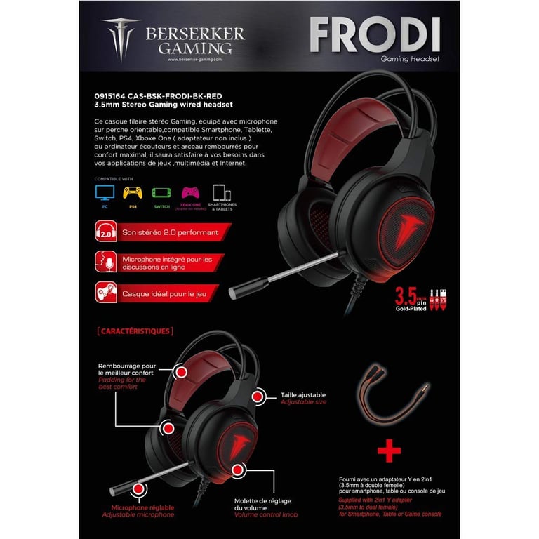 Berserker Gaming FRODI CASQUE GAMING Neuf - vue 2