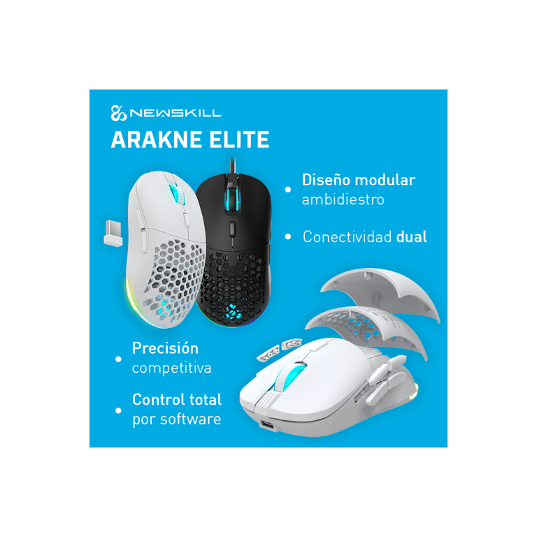 Souris Newskill NS-MS-ARAKNE-ELITE-IV – Gaming Sans Fil 16000 DPI, RGB - vue 2