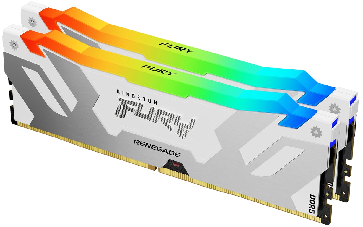 Kingston Technology FURY 64Go 6400MT/s DDR5 CL32 DIMM (Kit de 2) Renegade RGB Blanc XMP - Neuf
