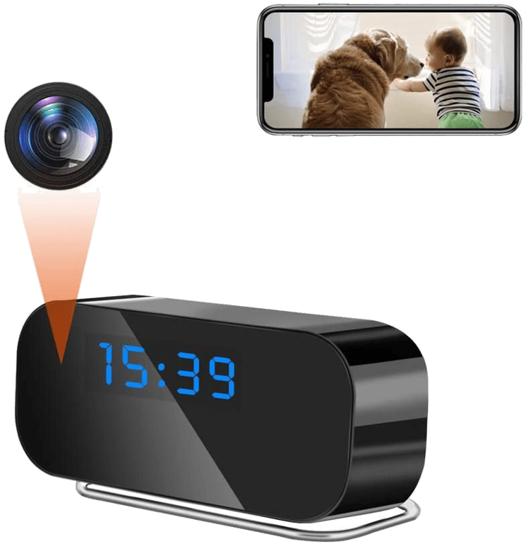 Réveil Caméra Espion Full HD 1080p Détection de Mouvement Infrarouge Wifi YONIS