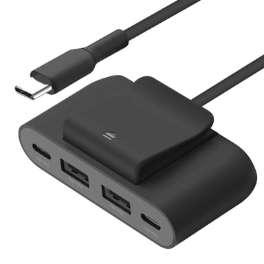 Belkin Concentrador de carga multipuerto USB C 2x USB C + 2x cable USB de 2 m Negro