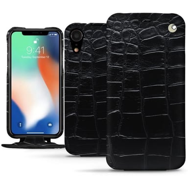Apple iPhone Xr Funda de piel - Solapa vertical - Negro - Cueros especiales