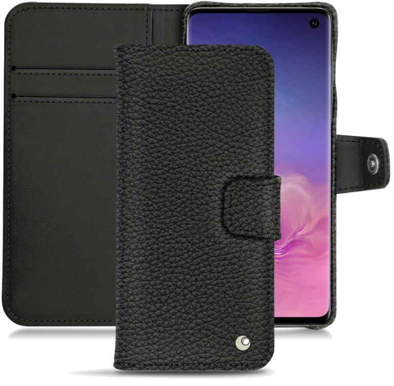 Housse cuir Samsung Galaxy S10 - Rabat horizontal portefeuilleNoir