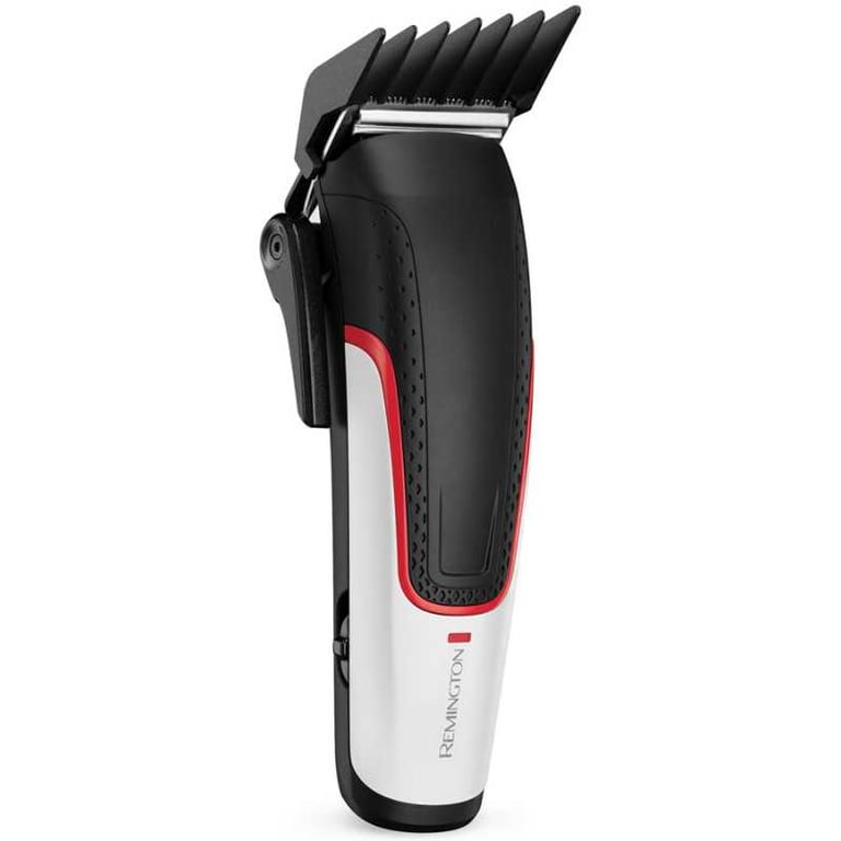Tondeuse Cheveux Remington Easy Fade HC500 Dégradé Sans Fil/secteur Lames acier auto-affûtées 9 hauteurs 1,5-25 mm Blanc/Noir/Rouge - Neuf