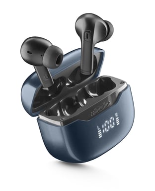 Cellularline Key Pro Écouteurs Bluetooth avec boîtier de charge, écran LED et fonction ENC