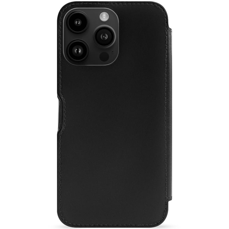 Housse cuir Apple iPhone 15 Pro Max - Rabat horizontal - Noir - Cuir grainé