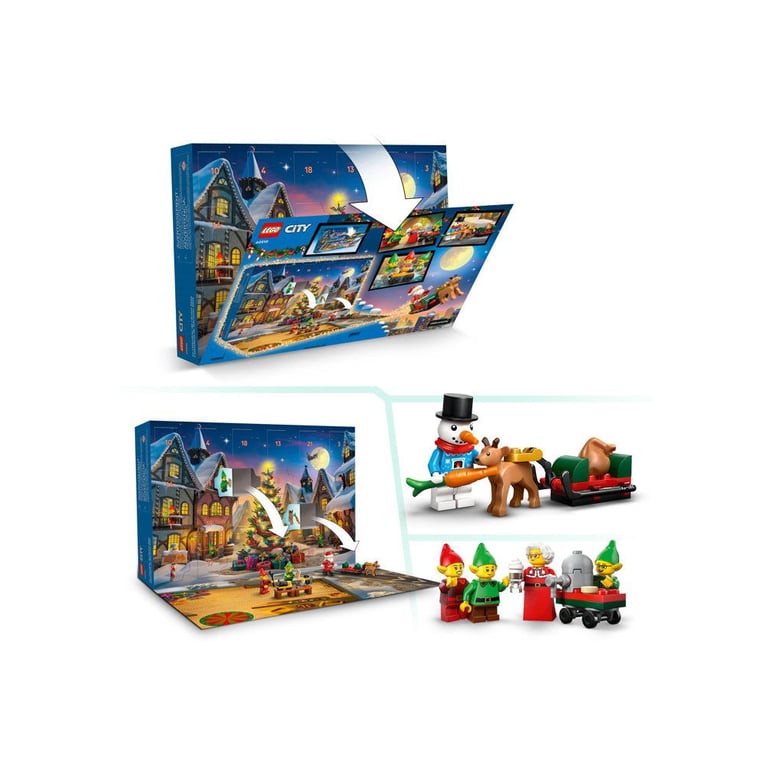 Calendrier de l'Avent LEGO City 2026 60510 24 surprises + tapis Atelier du Père Noël - Neuf