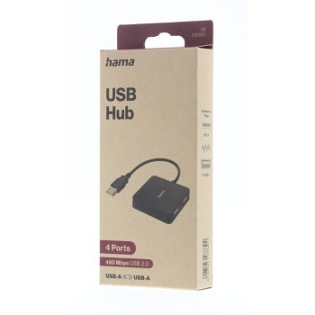 Hama 00300081 hub & concentrateur USB 2.0 Type-A 480 Mbit/s Noir