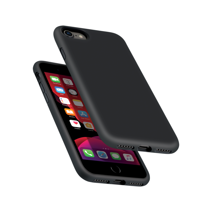 Coque antichoc en gel de silicone doux pour Apple iPhone 7/8/SE 2020/SE 2022, Noir satin
