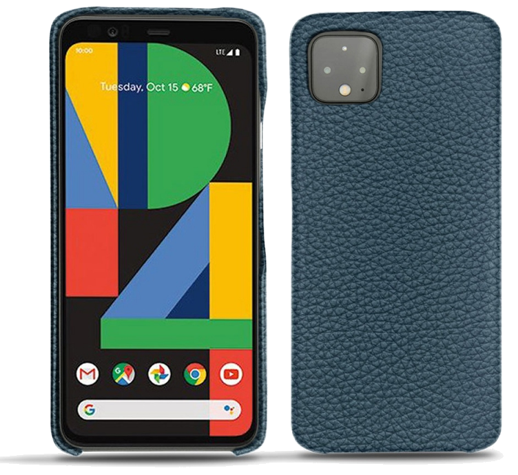 Coque cuir Google Pixel 4 - Coque arrièreBleu