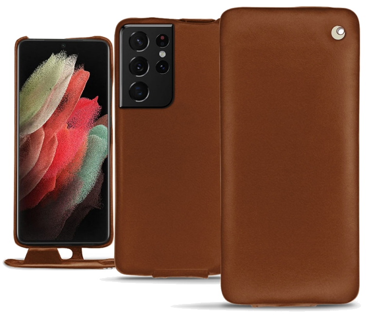 Housse cuir Samsung Galaxy S21 Ultra - Rabat verticalMarron