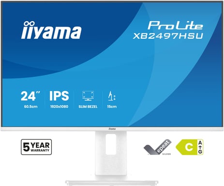 iiyama ProLite XB2497HSU-W1 écran plat de PC 60,5 cm (23.8'') 1920 x 1080 pixels Full HD LED Blanc