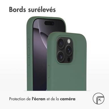 Accezz Coque Liquid Silicone avec MagSafe pour Apple iPhone 16 Pro - Vert foncé