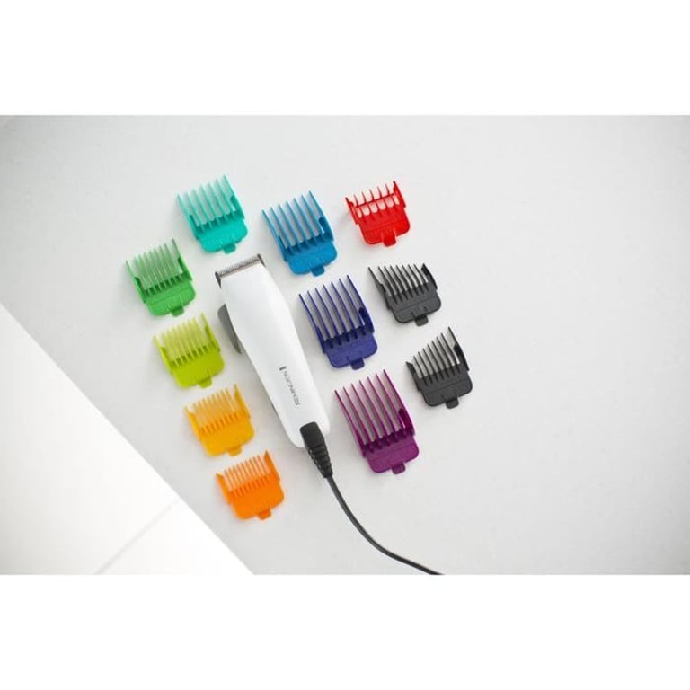Tondeuse homme Remington HC5035 ColourCut filaire Noir à lames auto-affûtées en acier inoxydable, 11 guides 1,5 à 25 mm, réglage 0,5 à 2 mm - Neuf