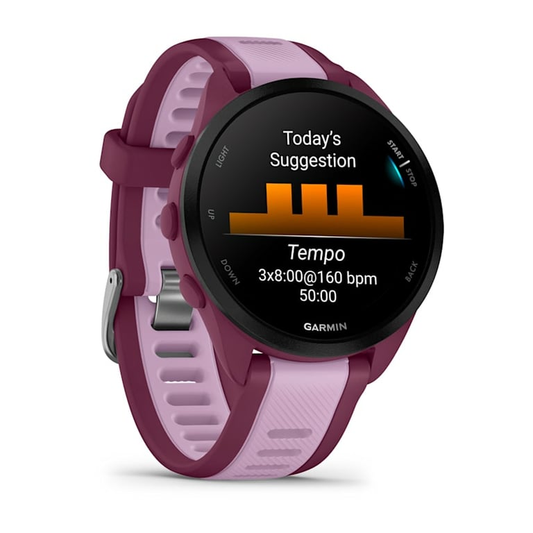 Garmin Forerunner 165 Music 3,05 cm (1.2 ) AMOLED 43 mm Numérique 390 x 390 pixels Écran tactile Violet GPS (satellite) - Neuf