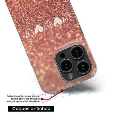 Coque en silicone - Compatible pour Google Pixel 8a - design paillettes coeur