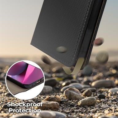 Moozy Flip Case para Xiaomi Redmi Note 10 y Redmi Note 10S, negro - Funda magnética inteligente tipo cartera con tarjetero y soporte, ranuras para tarjetas de crédito, función kickstand