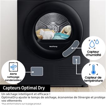Sèche-linge pompe à chaleur Samsung DV90DB7845GBU3 9 kg AI Control SmartThings Noir - Neuf