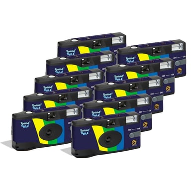 GT Photo GT27FL Realishot Flash - Paquete de 10 cámaras desechables de 35 mm con flash, 27 exposiciones, ideal para eventos, viajes y recuerdos, compactas, ligeras y fáciles de usar - Gris