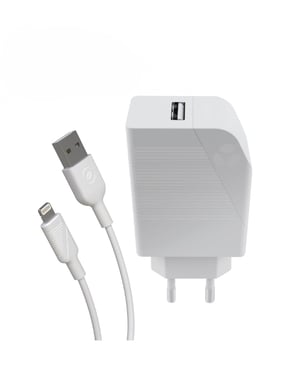 Muvit For Change Pack Cargador Red 12W+Cable Lightning 1.2M Blanco