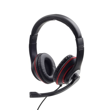 GEMBIRD CUFFIE STEREO, NERO CON ANELLO ROSSO