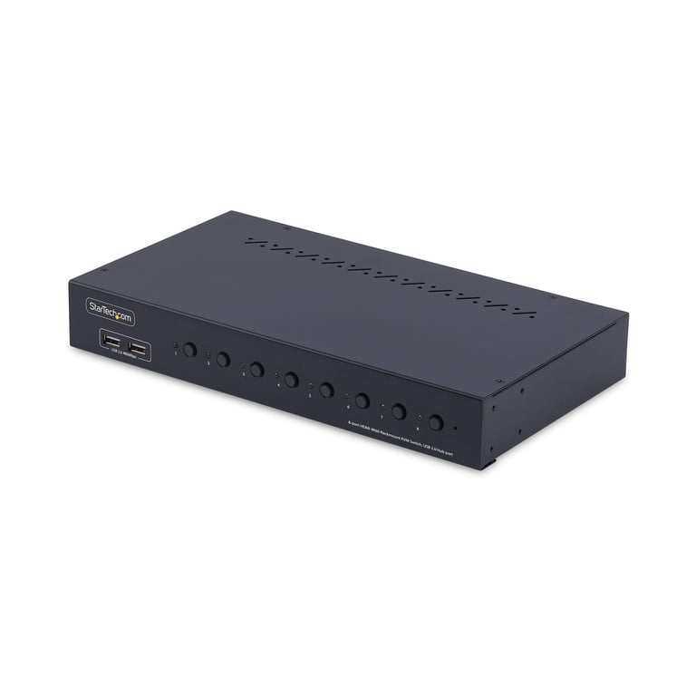 StarTech.com Commutateur KVM HDMI 8 Ports avec Kit de Montage en Rack 1U, HDMI 2.0 4K 60Hz, Commutation par Bouton-Poussoir, Switch 8 Ports, Hub USB 4 Ports, Indépendant de l'OS, Conforme TAA - Neuf