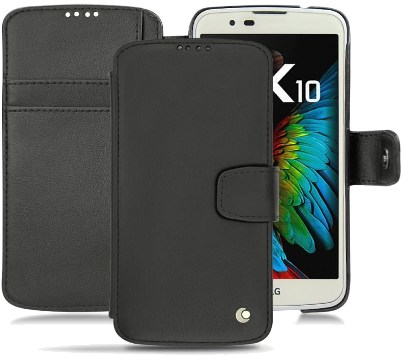Housse cuir LG K10 - Rabat horizontal portefeuilleNoir
