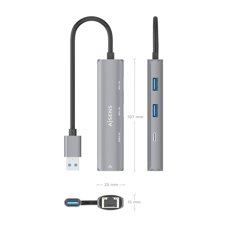 AISENS A109 0694 hub & concentrateur USB 3.2 Gen 2 3.1 Gen 2 Type C 10000 Mbit/ Neuf - vue 2