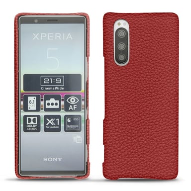 Coque cuir Sony Xperia 5 -  - Rouge - Cuir grainé