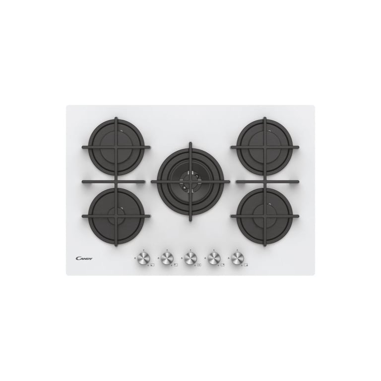 Table De Cuisson À Gaz CANDY CVG74WPW – 5 Brûleurs Verre Trempé - vue 2